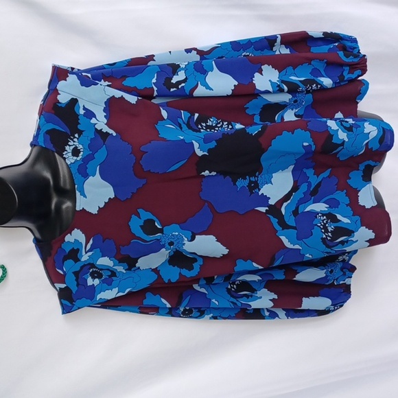 Who What Wear Floral Balloon Sleeve Blouse - Picture 2 of 8